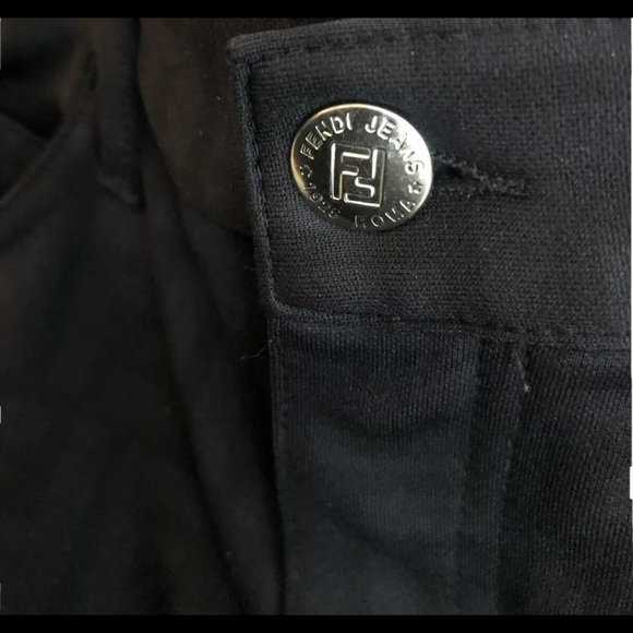 Monogrammed black stretch jeans. Condition is pre-owned - Picture 5 of 6